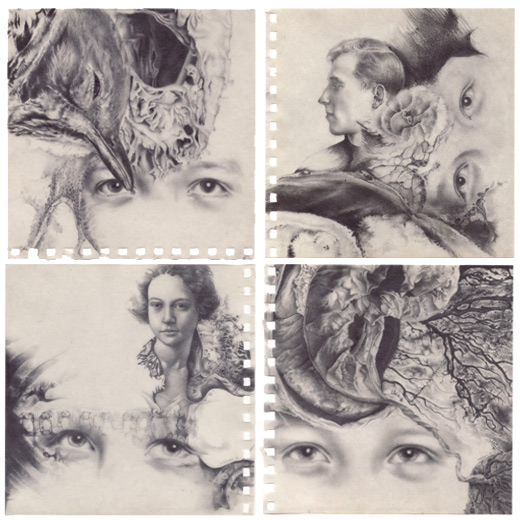    (Louis, Jean-Pierre, Andr&eacute;e, Francine)crayon graphite / papier paraffin&eacute; - 11,7 x 11,7 cm