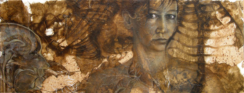     acrylique sur carton toil&eacute; -&nbsp;26 x 60 cm