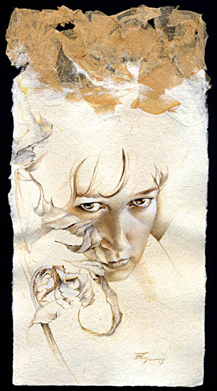     techniques mixtes sur papier &agrave; la cuve&nbsp;26,5 x 13,5 cm
